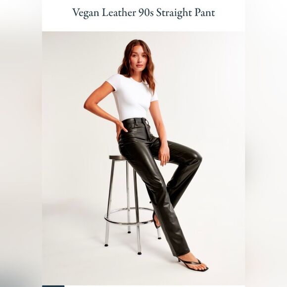 Abercrombie Vegan Leather Relaxed 90s Pants - Picture 1 of 8